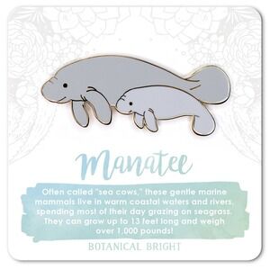 Manatee Enamel Pin - Gold Plated Nature Jewelry - Animal & Sea Life Brooch